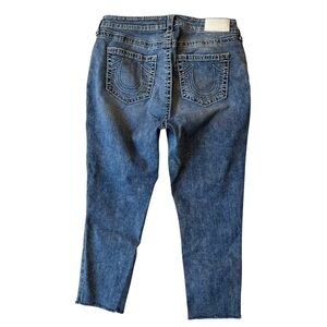True Religion blue jeans 38W Fits 16 18 Halle Mid rise Skinny Crop Stretch Plus